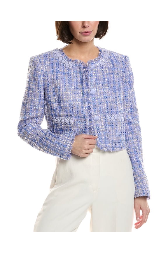 Cinq à Sept womens  Lucie Boucle Jacket, 12, Blue