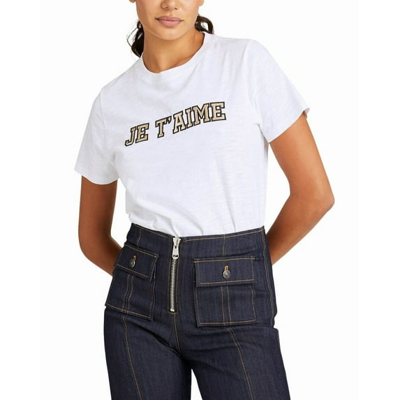 Cinq à Sept womens Metallic Leather Je Taime T-Shirt, s