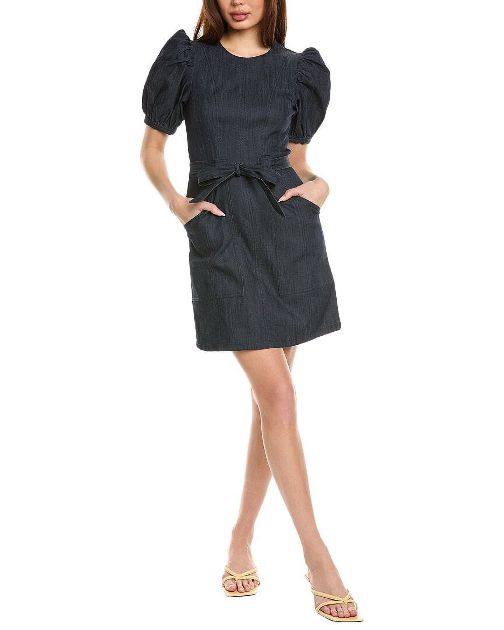 Cinq à Sept Women's Gingham Denim McKenna Dress - Sleeveless With Twist Waist Detail