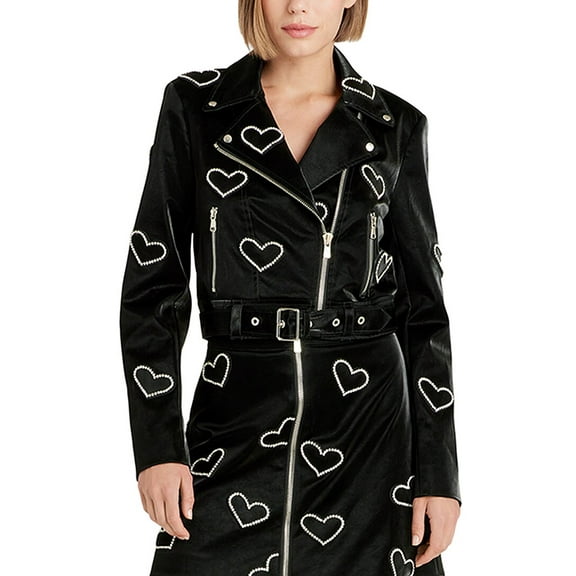 Cinq à Sept womens  Rhinestone Hearts Zoe Jacket, xs, Black