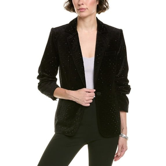 Cinq à Sept womens Velveteen Khloe Blazer, 6, Black