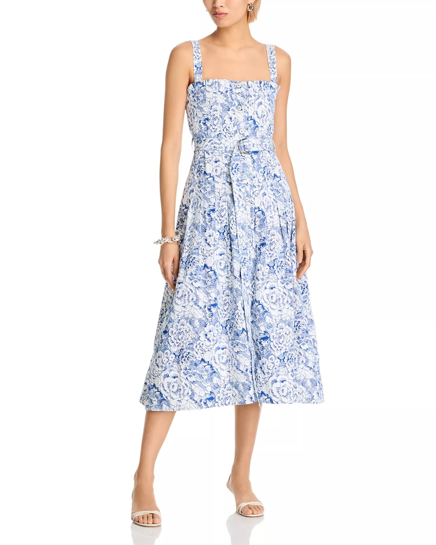 midi white cotton dress cerulean midi white cotton dress cerulean Sleeveless SUE Sartor Flounce Mini
