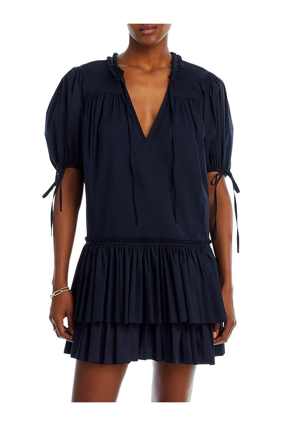 Cinq a Sept Womens Jessalyn Cotton Ruffled Mini Dress