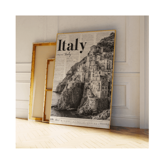 Cinque Terre Coastal Village Travel Poster Vintage Italian Wall Art
