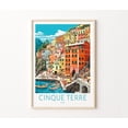 thumbnail image 1 of Cinque Terre Italy Coastal Village Mediterranean Landscape Art, Stretched Canvas 12x16in, 1 of 4