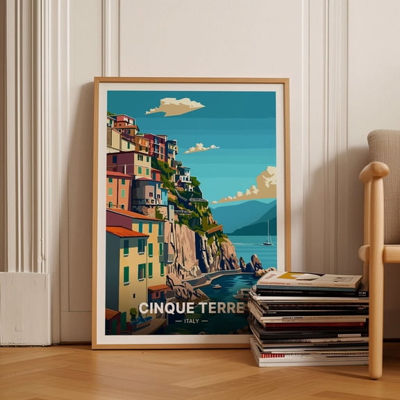 Cinque Terre Italy Scenic View Landscape Wall Art 4, Unframed Paper Poster 8x10in