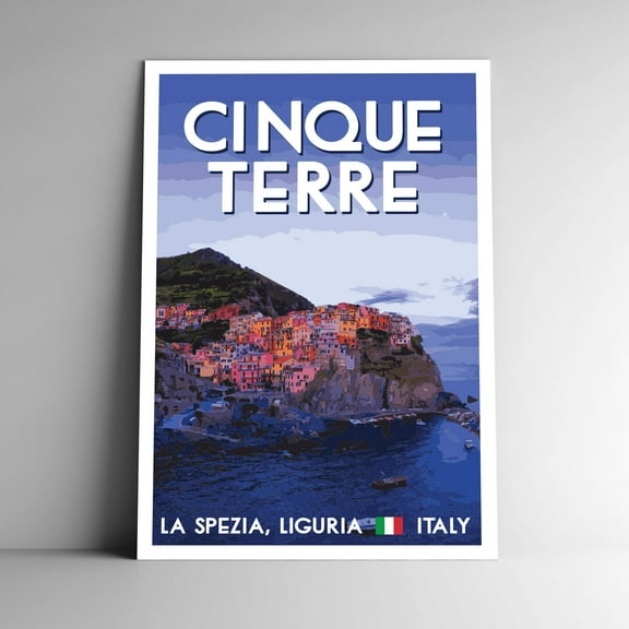 Cinque Terre Italy Vintage Travel Poster / Postcard WPA Style Retro