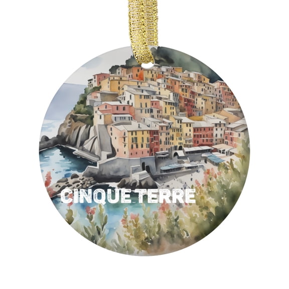 Cinque Terre - La Spezia Italy Italian Travel Souvenir Landmark Vacation Keepsake Ceramic Christmas Ornament Xmas Holiday Tree Gift