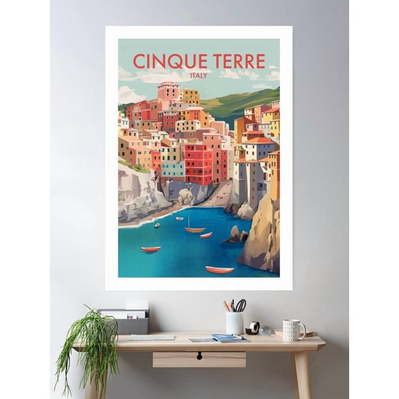 Cinque Terre Poster Wall Art, Modern Wall Decor For Living Room Bedroom, 12x18 UNFRAMED