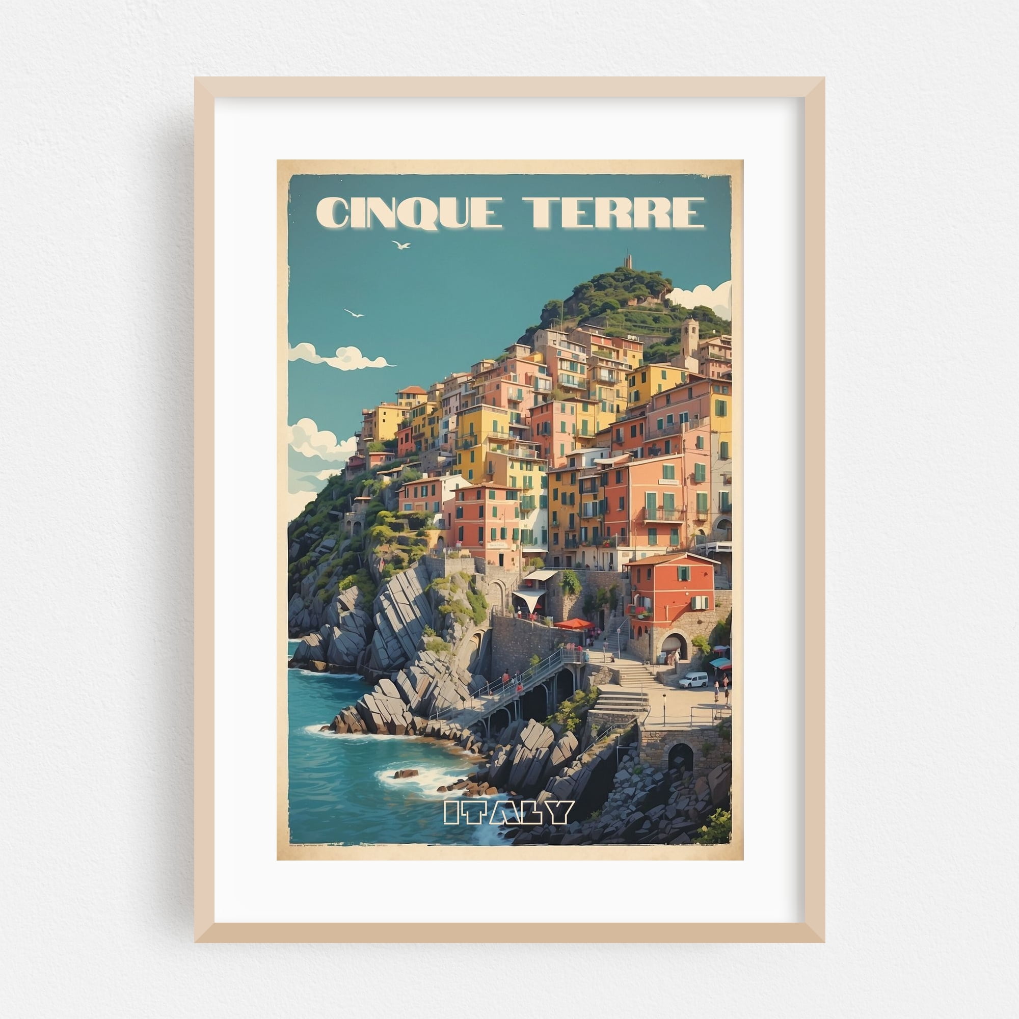Cinque Terre Serenity: Vintage Travel Poster - Liguria Italy ...