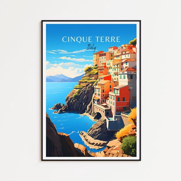 Cinque Terre Travel Poster - Italy Wall Art For Home Decor, The Perfect Gift And A Lasting Memory | Art Print- Wall Art Print, 16x24 UNFRAMED