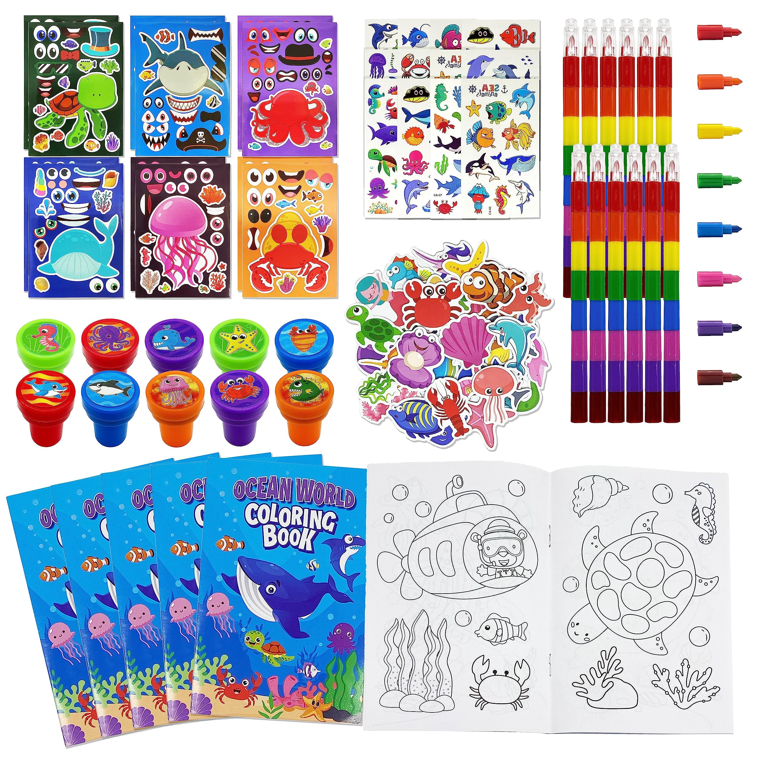 24 Under The Sea Coloring Books With Crayons - Ocean Animal Party Favors For Kids Birthday Goodie Bags
