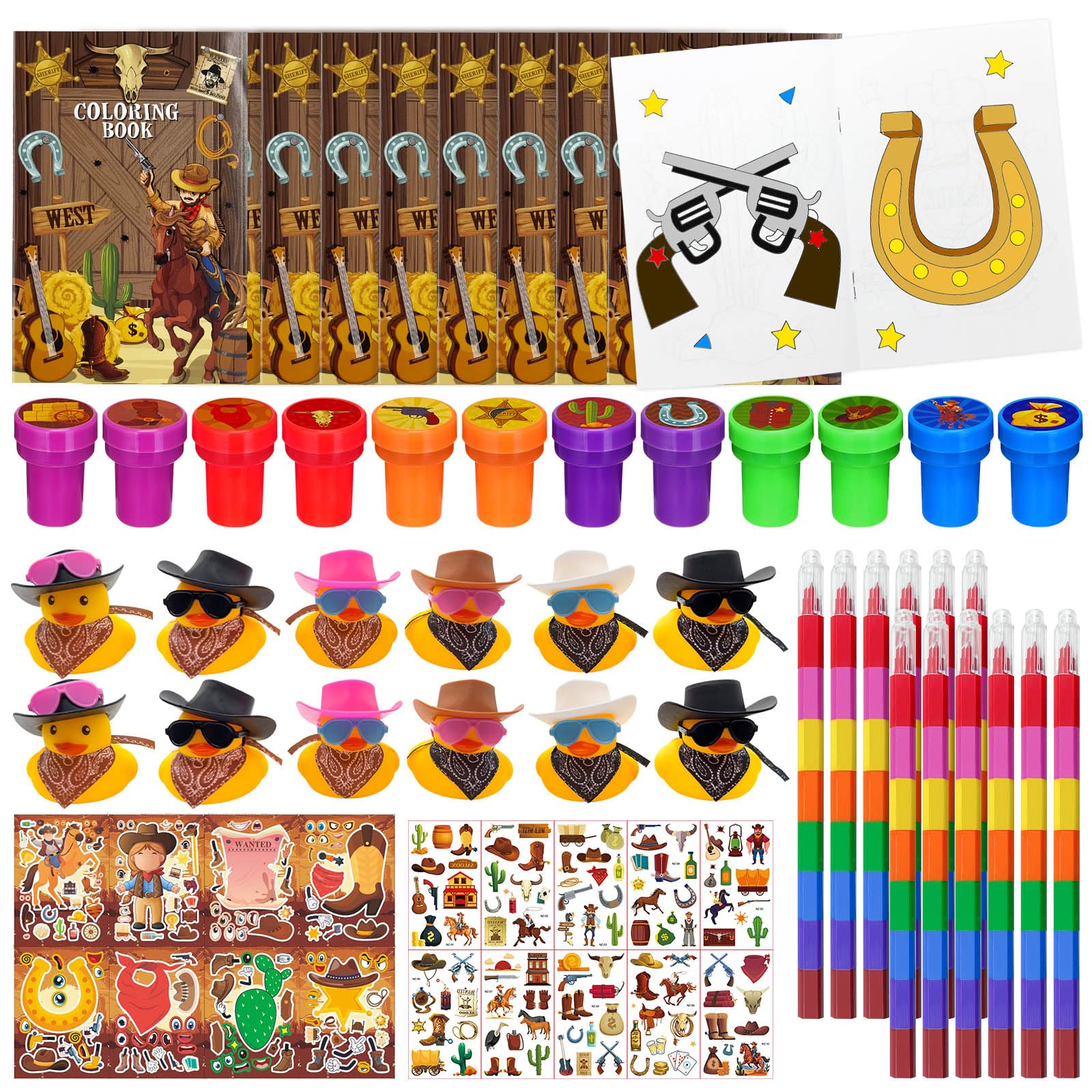 Panelee 72 Pcs Western Cowboy Keychain Bulk Set - Silicone Horse, Boot, Hat Designs, Party Favors, Christmas Gifts, Carnival Prizes