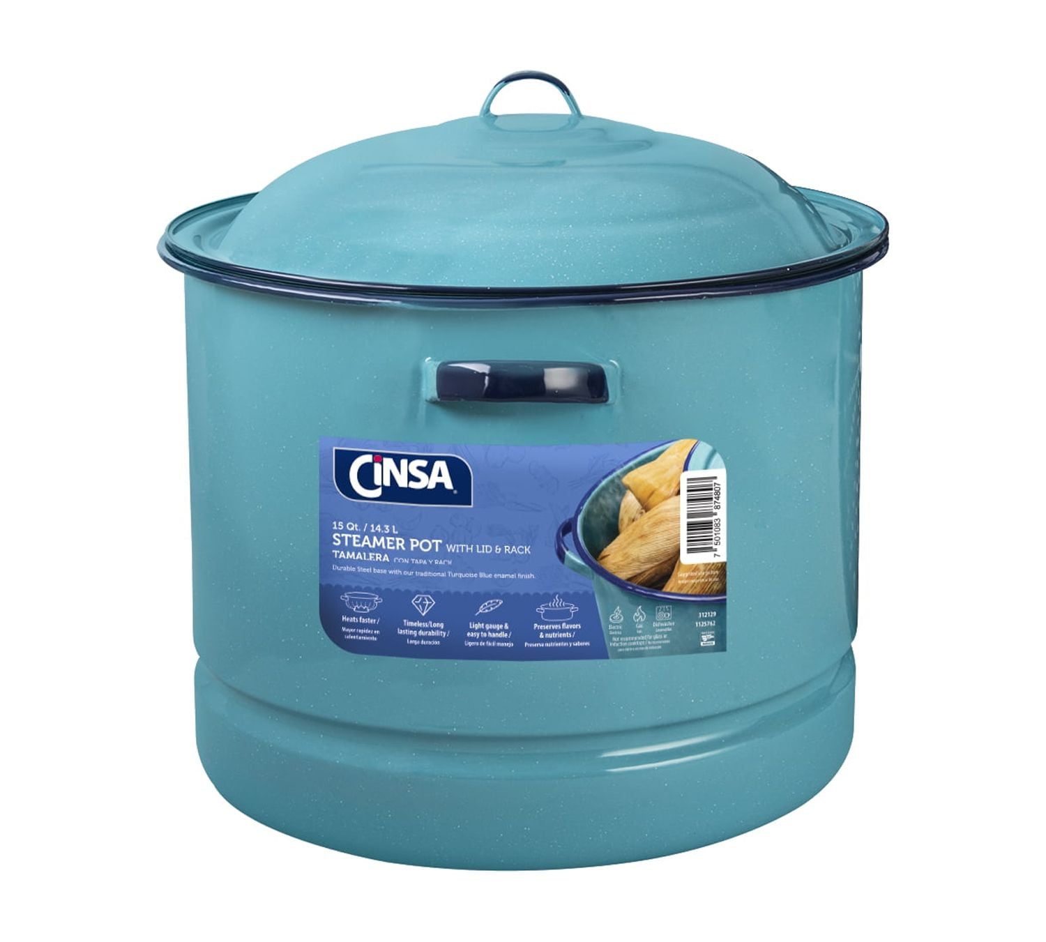 Cinsa Enamelware Coffee Pot (Turquoise Color) - 8 Cups - Camping