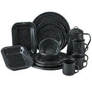 Cinsa 23-Piece Enamel on Steel Dinnerware Set - Set Includes: Coffee Pot, Serving Platters, Mugs, Plates & Bowls.