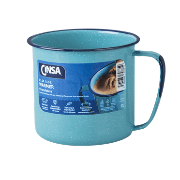 Cinsa 2QT Chocolatera / Warmer , Enamel on Steel, Turquoise Blue