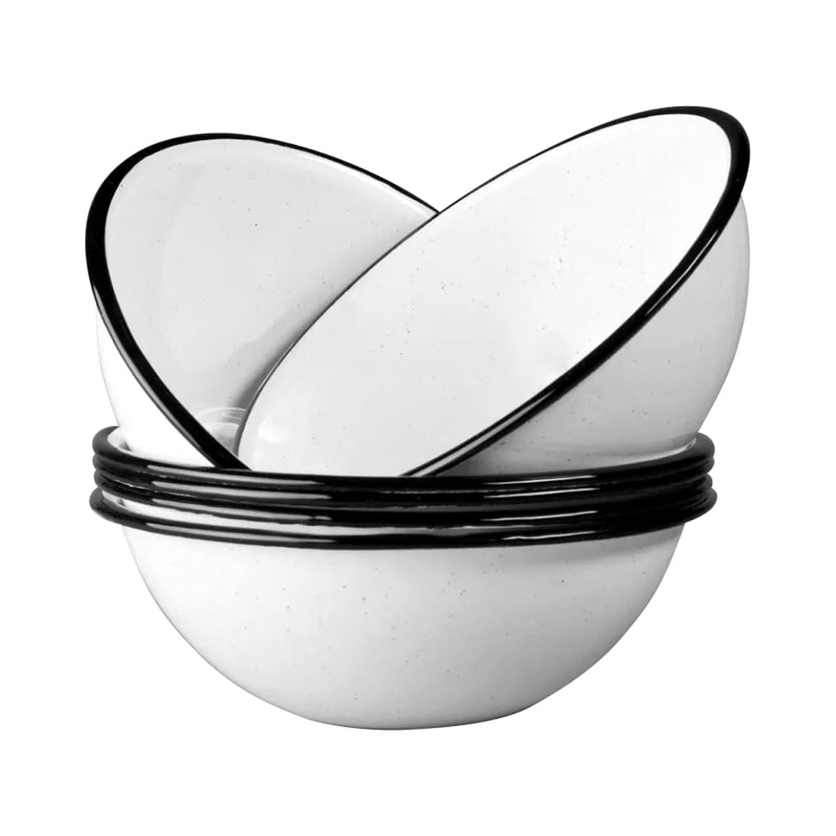 Speckled White Enameled Steel 7-Inch Bowl Set, 6 Pieces