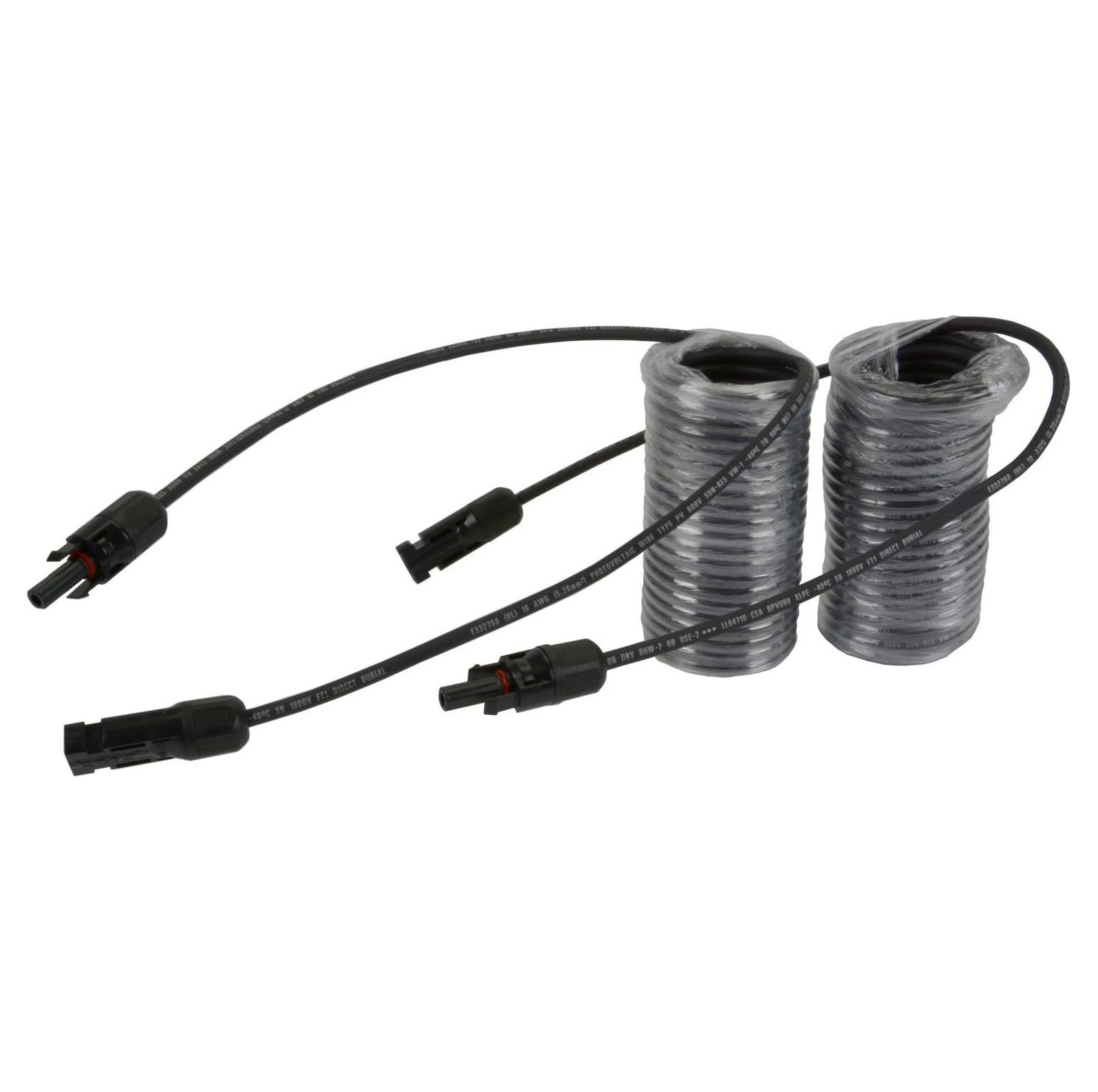 CintBllTer 1 Pair 25 ft Solar Panel Extension Black Connector Male Female 10 AWG Gauge PV Cable Wire