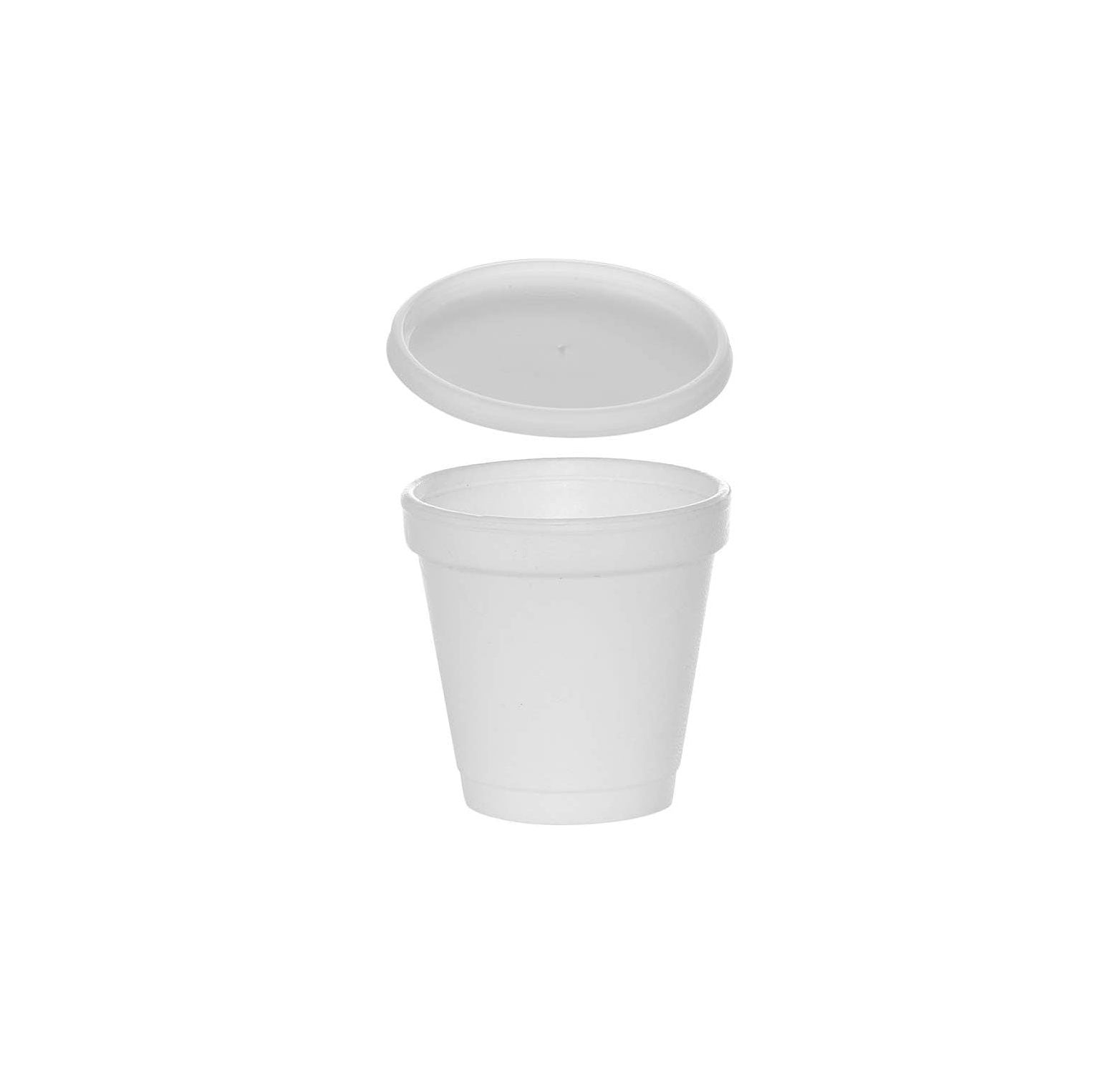 CintBllTer (100 Sets) 4 oz White Foam Cups with Translucent Vented Lids
