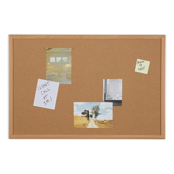 CintBllTer 1682316 Standard Cork Bulletin Board Oak Finish Frame 3-Ft W X 2-Ft H