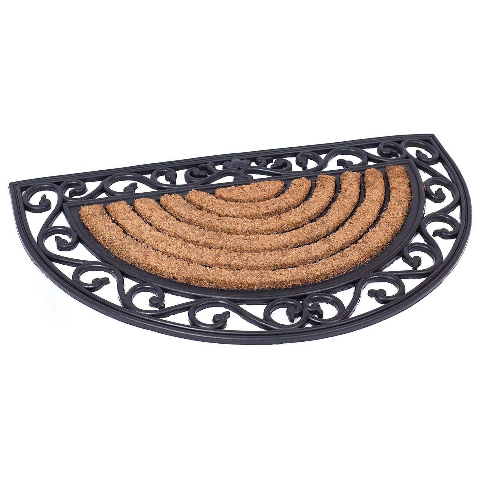 CintBllTer 18 x 30 Half Round Natural Coir and Rubber Doormat with