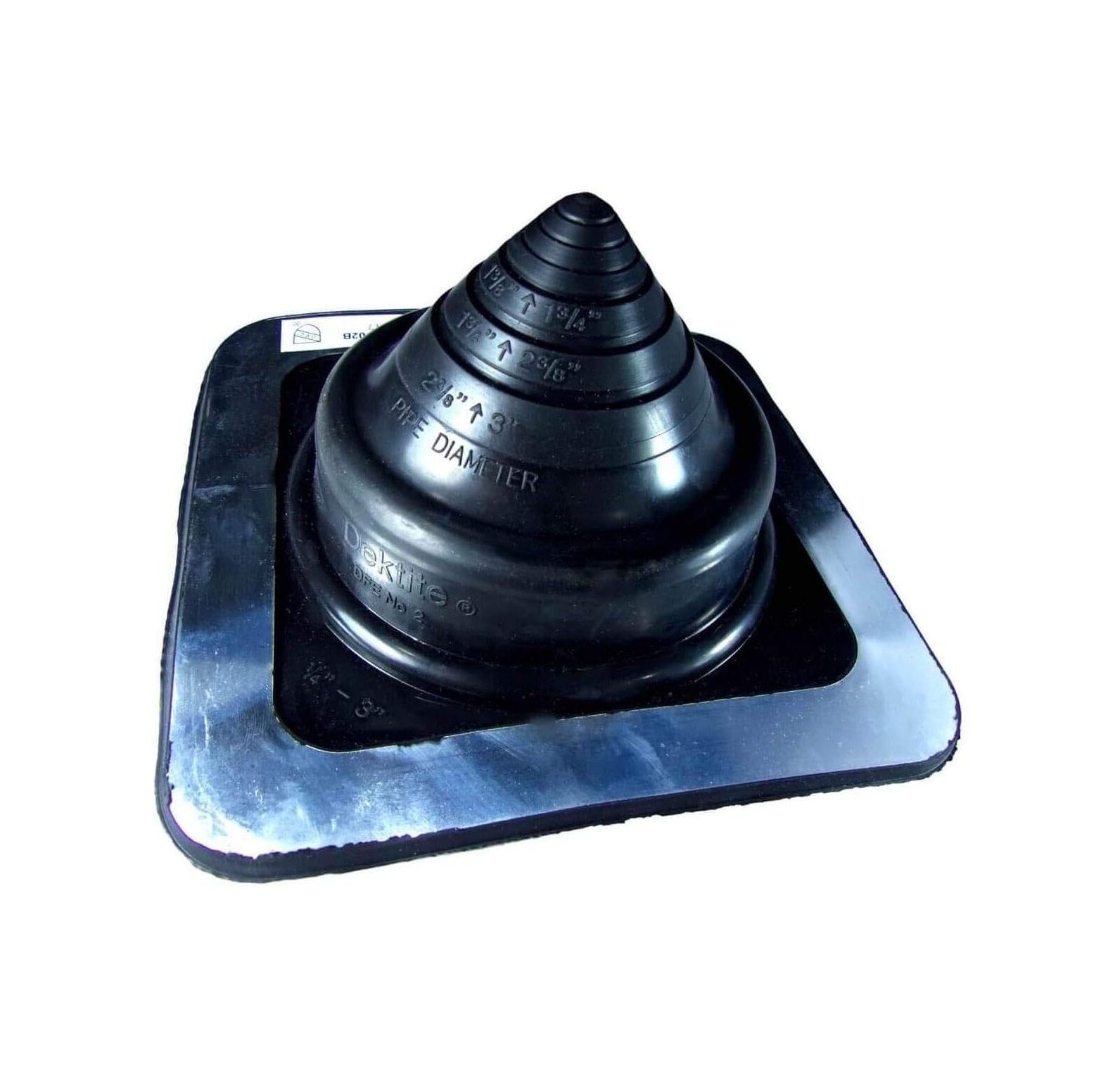 CintBllTer 2 (DFE102B) Square Black EPDM Flexible Pipe Flashing, Roof
