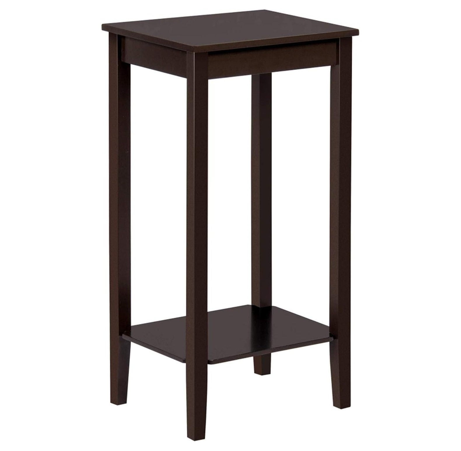 CintBllTer 2Tier Tall End Table with Storage Shelf and Solid Wood Legs