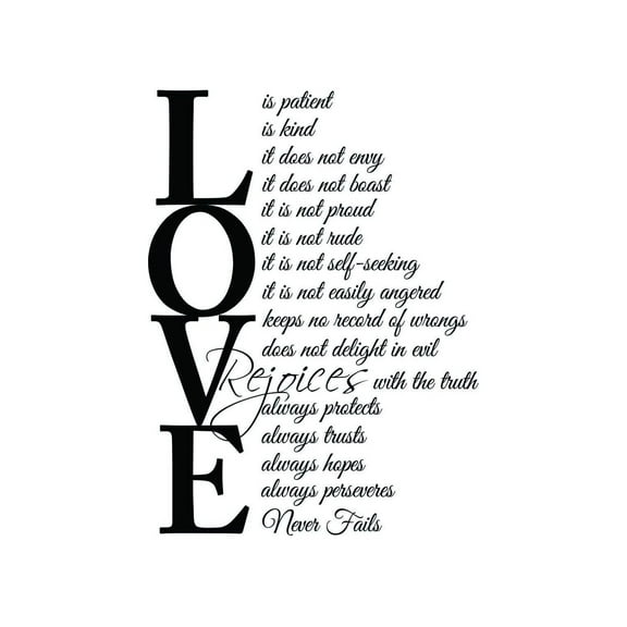 CintBllTer (23x31) Love is Patient Love is Kind 1 Corinthians 13:4-7. Vinyl Wall Decal Decor Quotes Sayings Inspirational Wall Art