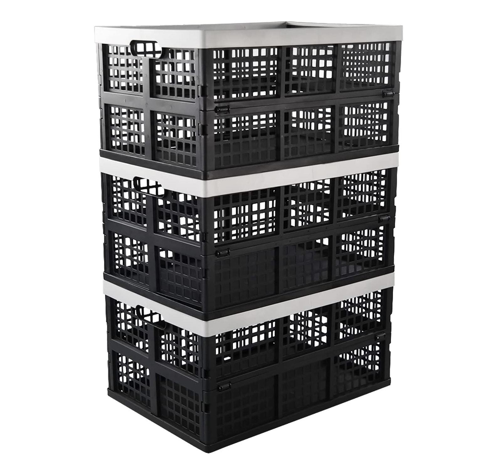 CintBllTer 3Pack 42 L Large Folding Basket, Plastic Collapsible