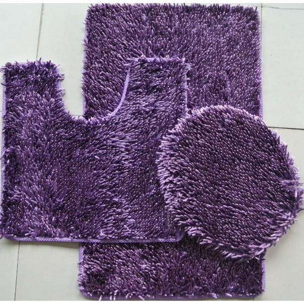 CintBllTer 3Piece Jelly Chenille Bathroom Mat Set, Bath Mat, Contour