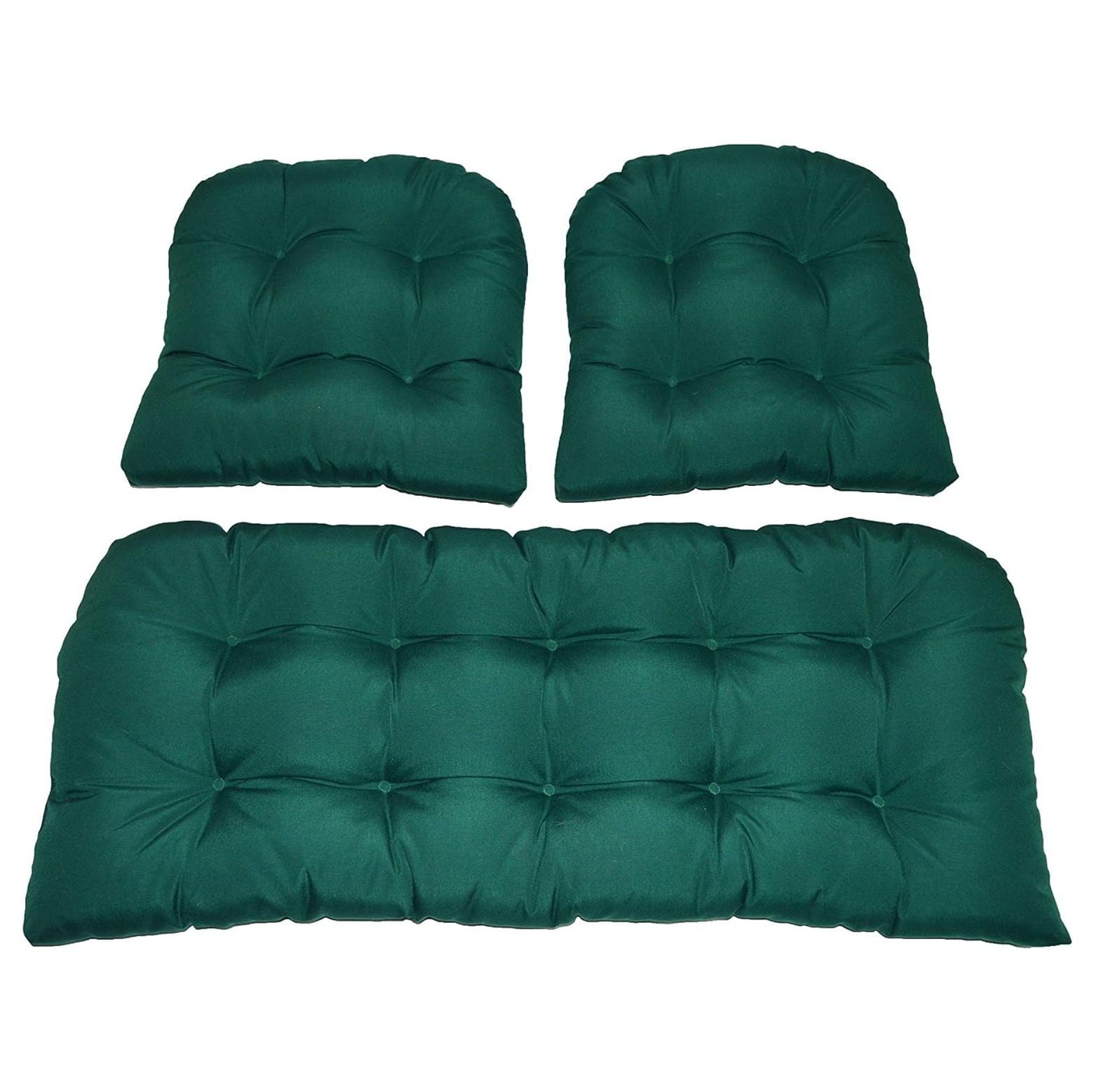 CintBllTer 3 Piece Wicker Cushion Set Solid Green Indoor / Outdoor