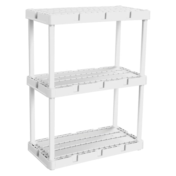 CintBllTer 3 Shelf Knect-A-Shelf Ventilated Light Duty Storage Unit 24 x 12 x 33 Organizer System for Home, Garage, Basement, and Laundry, White