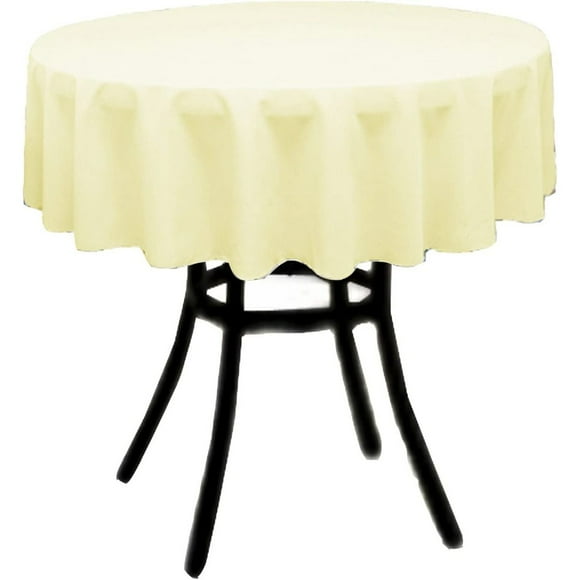 CintBllTer 30" Round Polyester Poplin Table Overlay, for 18" round small coffee table with 6" drop, Banana Yellow
