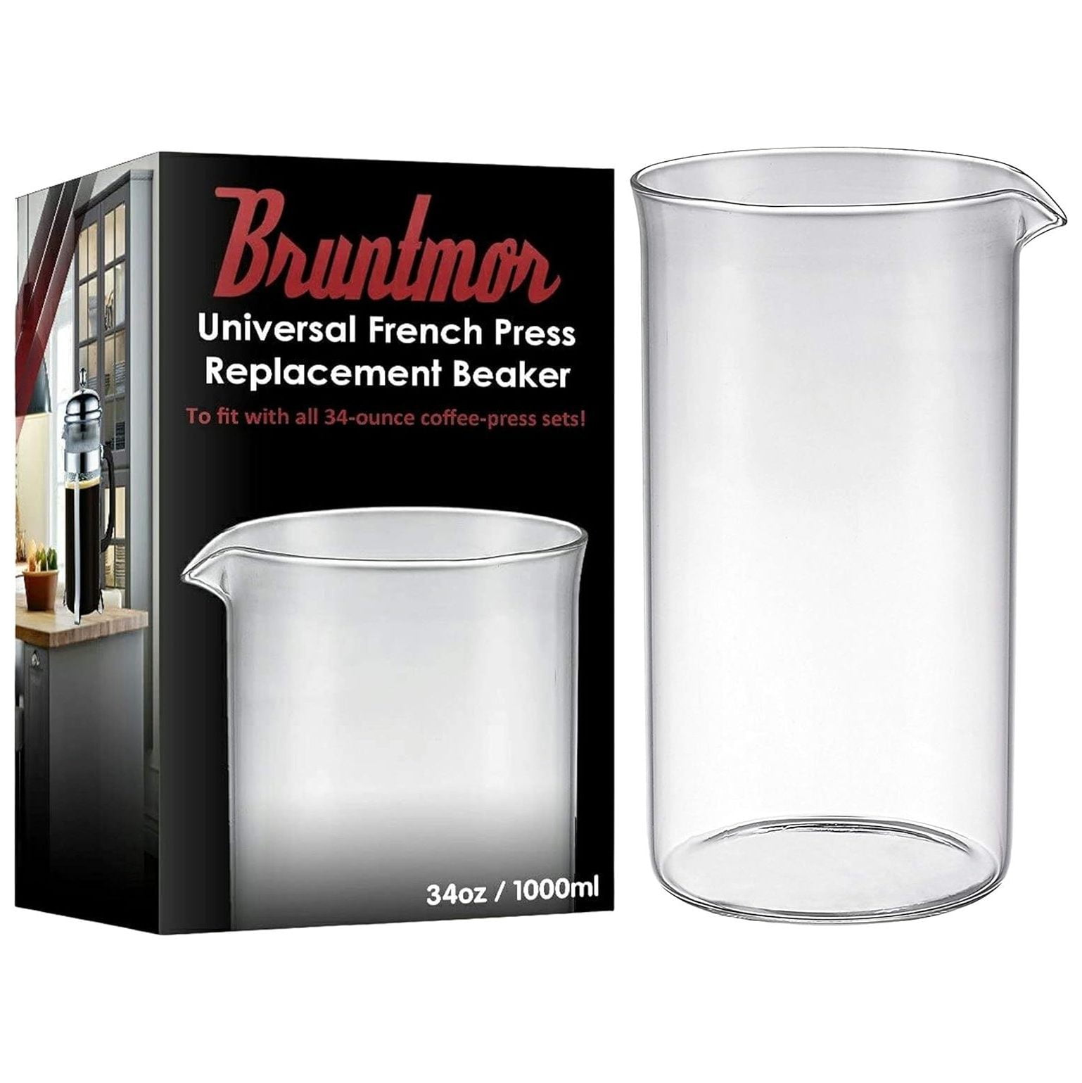 CintBllTer 34 Oz French Press Replacement Glass Beaker Carafe, 8 Cup