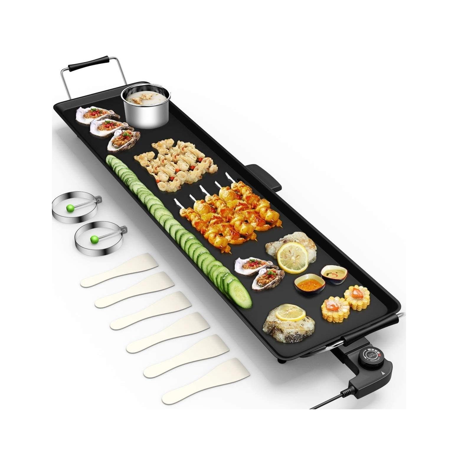 CintBllTer 35"W Electric Griddle BBQ Barbecue Grill Nonstick Teppanyaki