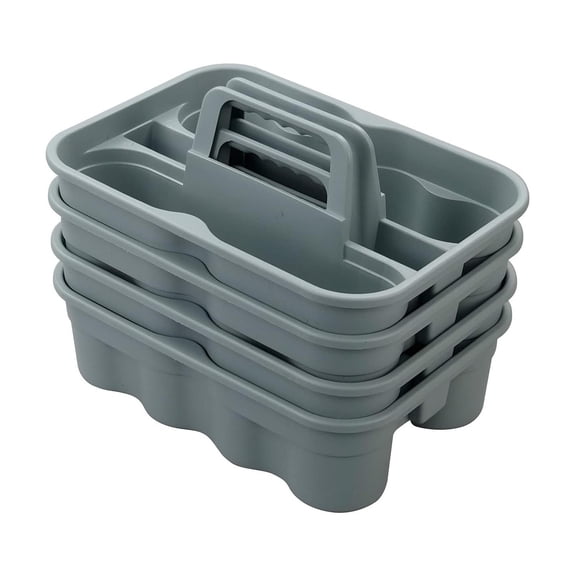 CintBllTer 4-Pack Plastic Storage Caddy, Carry Caddy with Handle, Gray
