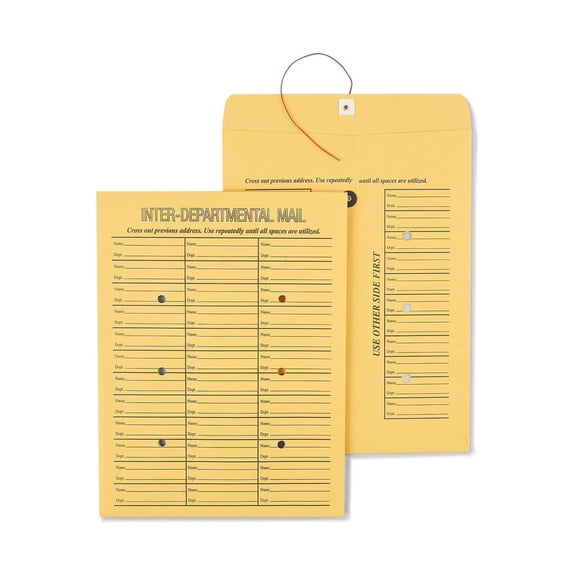 CintBllTer 472993 Button-and-String Inter-Depart. Envelopes 10-Inch X13-Inch Brown 100/Bx
