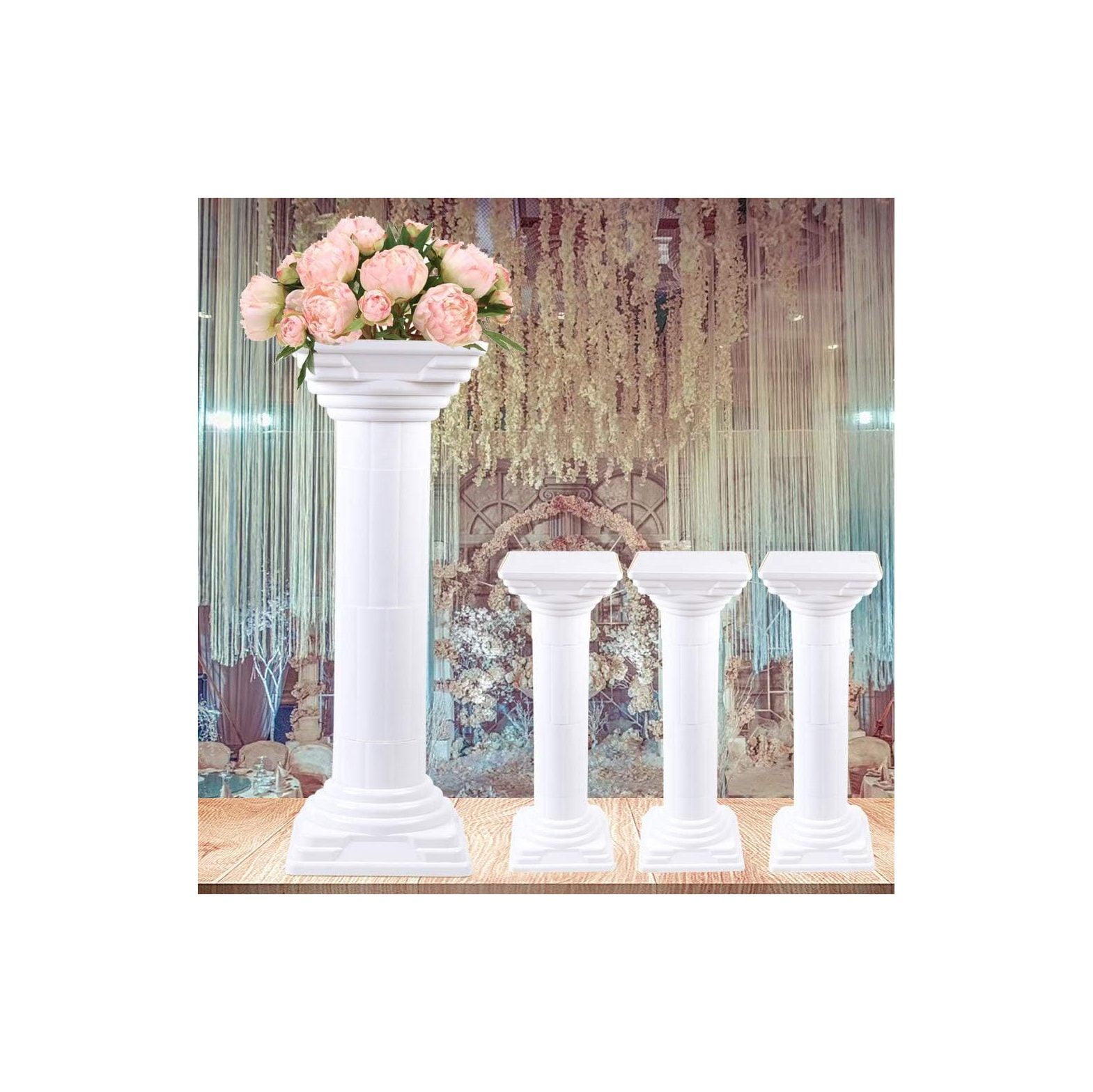 CintBllTer 4Pcs Wedding Column Set 31 Inch Plastic Pillars Decoration