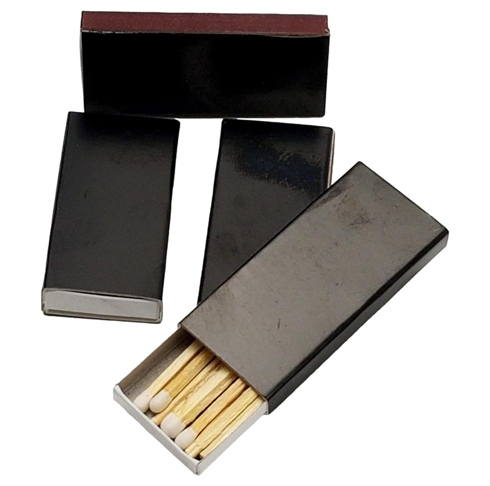CintBllTer 50 Miniature Mini Plain Black Cover Wooden Matches Box
