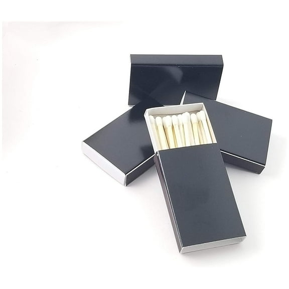 CintBllTer 50 Plain Black Cover Wooden Matches Box Matches