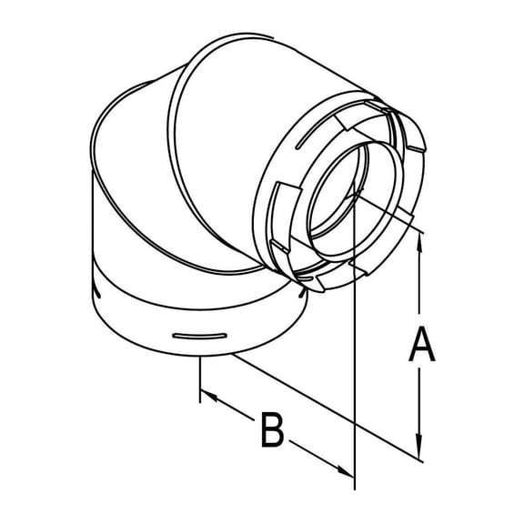 CintBllTer 58DVA-E90 5x8 Direct Vent Galvanized 90 Degree Elbow, Galvanized.