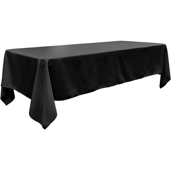 CintBllTer, 60" Wide by 96" Long Rectangular Polyester Poplin Party/Wedding Decoration Rectangular Tablecloth, Black