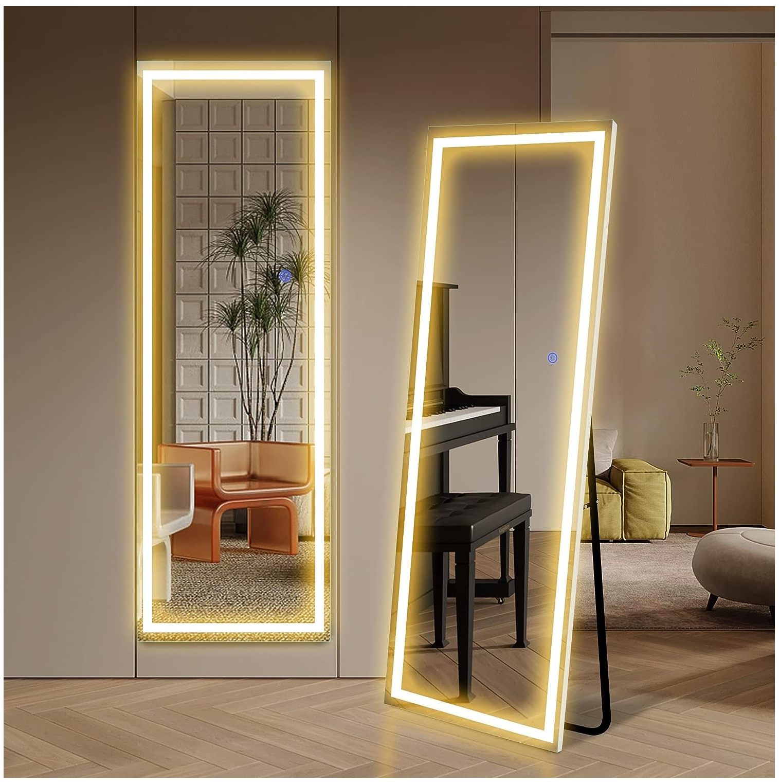 CintBllTer 63"x16" Full Length Mirror with LED Lights Lighted Floor