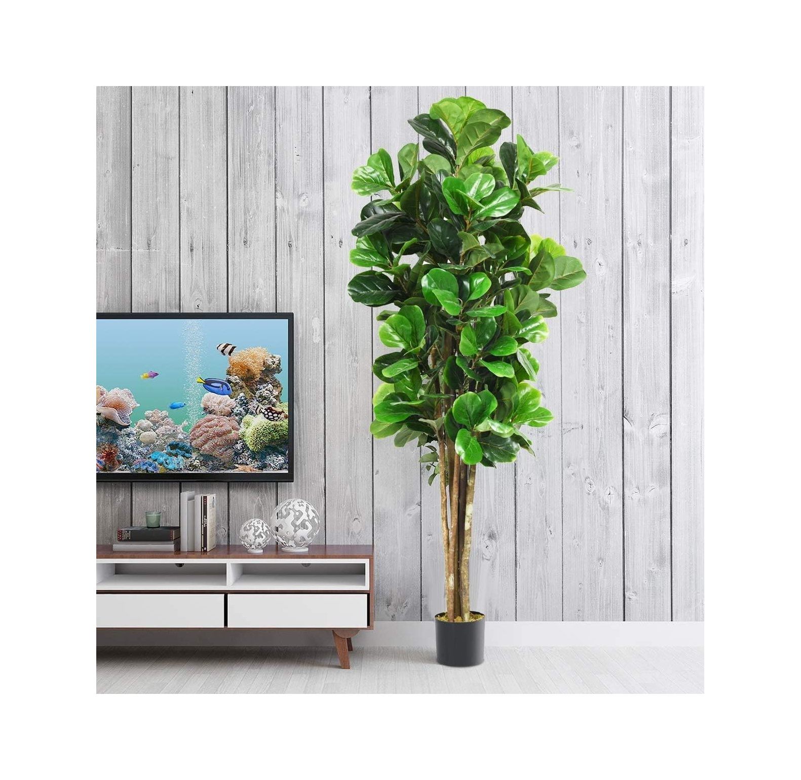 CintBllTer 6FT Fake Fiddle Leaf Fig Tree, Artificial Greenery Plants in