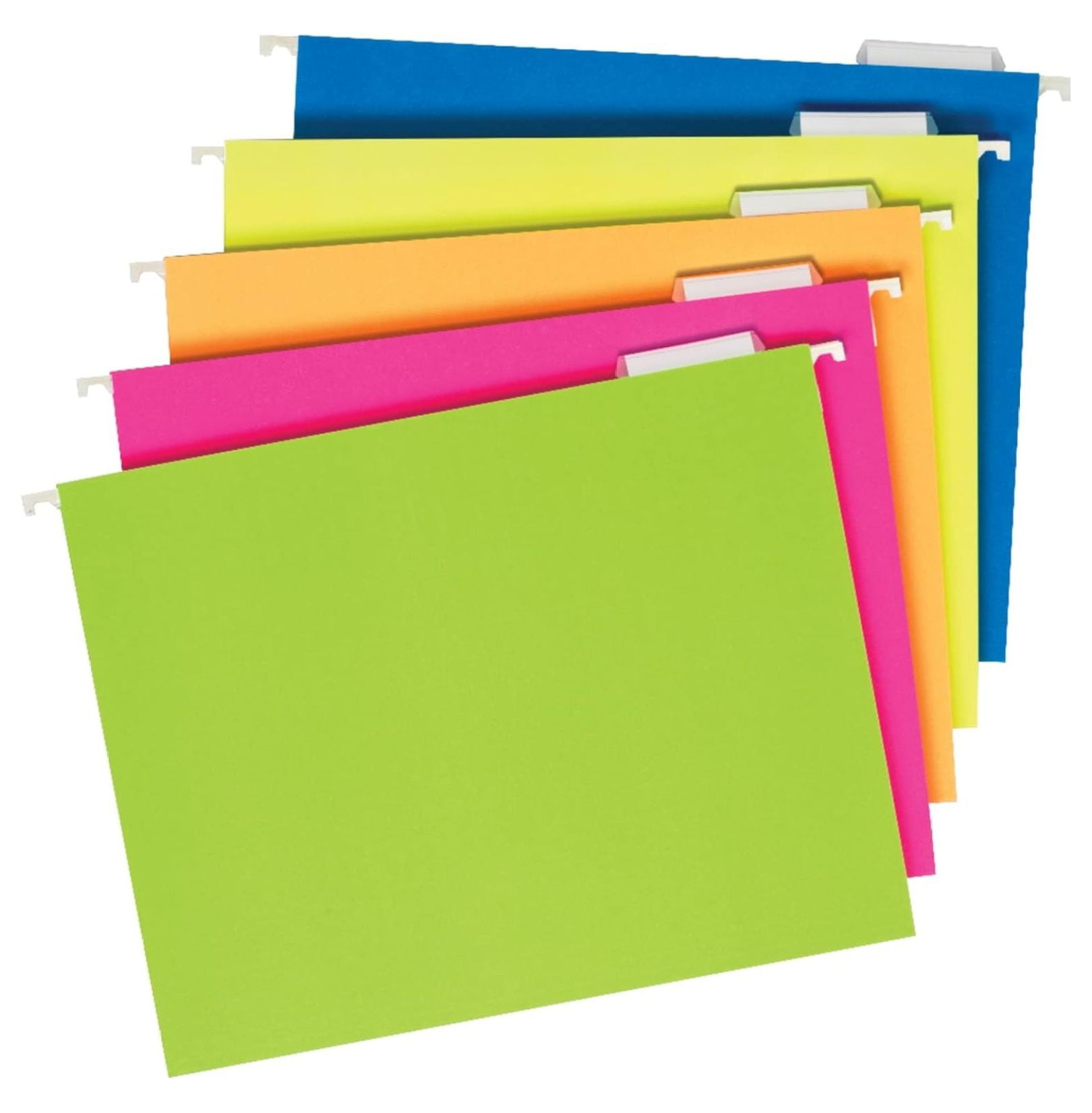 CintBllTer 81672 Glow Hanging File Folders, 1/5 Tab, Letter, Glow Assorted, 25/Box