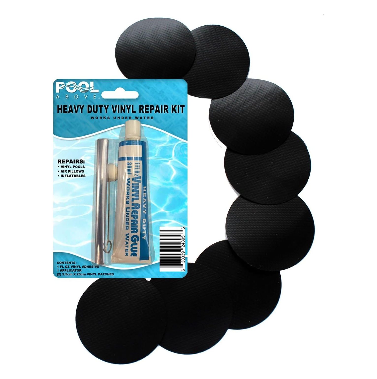 CintBllTer 8X Black 2" Round Patch+Vinyl Repair Kit for Inflatables