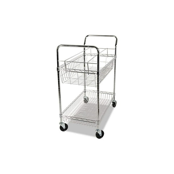 CintBllTer ALEMC3518SR Carry-All 34.88 in. x 18 in. x 39.5 in. Basket/Shelf Mail Cart - Silver