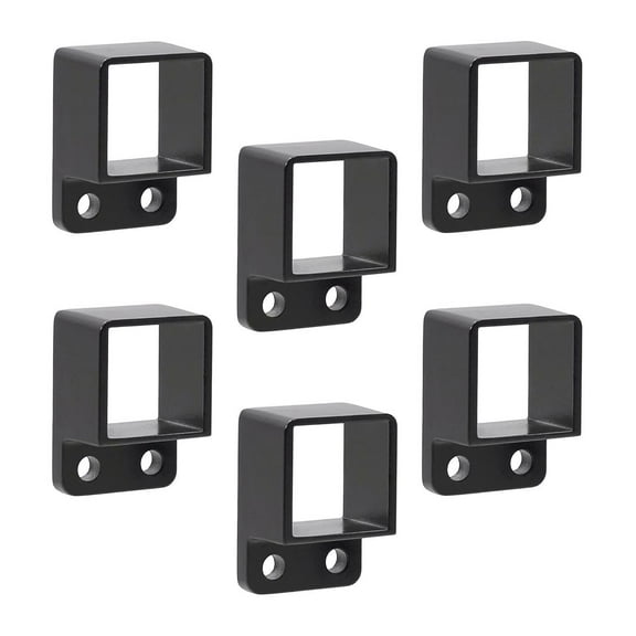 CintBllTer Aluminum Fence Standard Wall Mount 1 1/4" x 1 1/4" for Rails - Residential Rail Mounts | Black | Pack of 6
