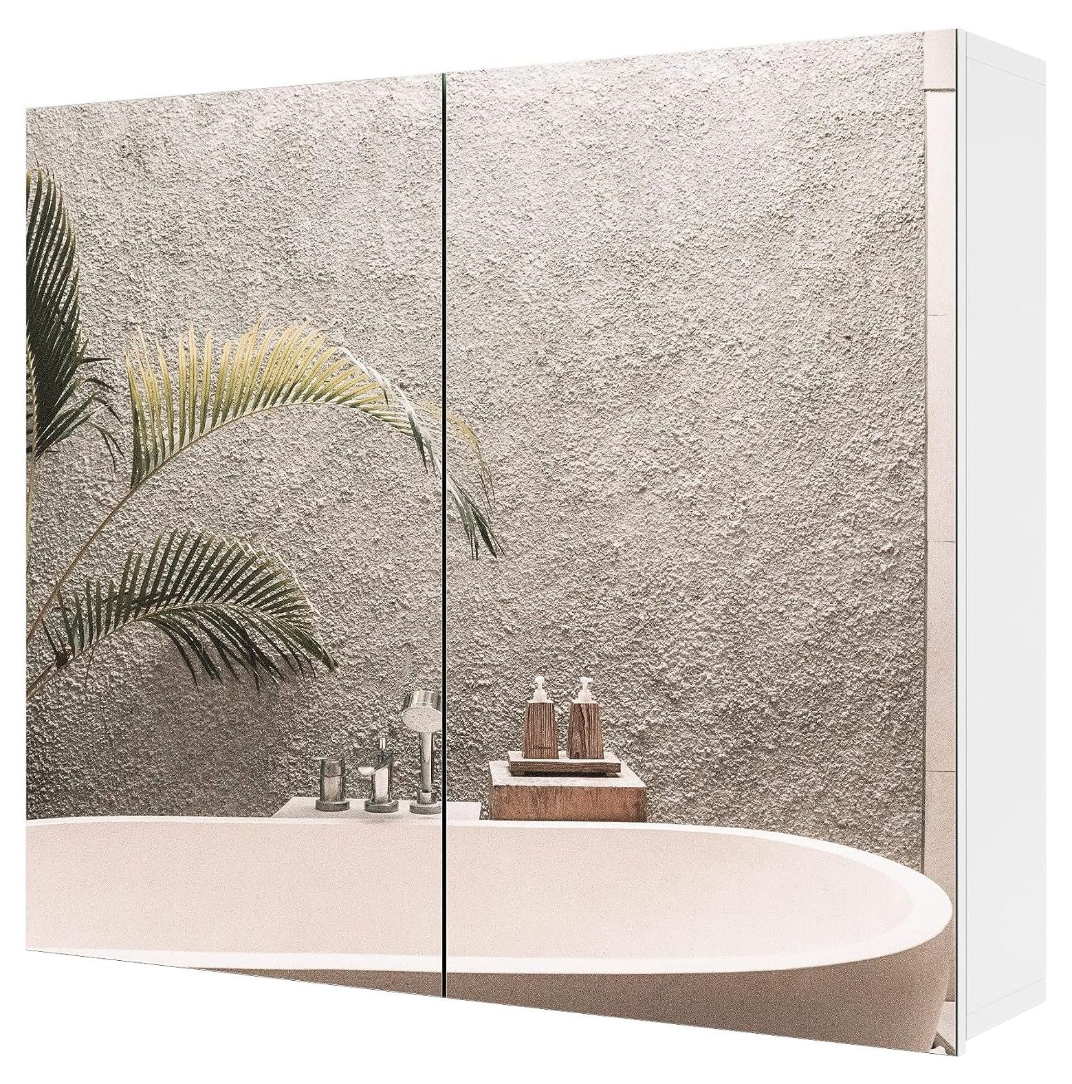 CintBllTer Bathroom Mirror Frameless Wall Mounted Medicine