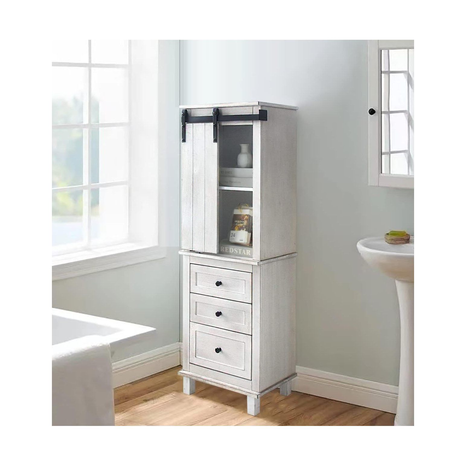 CintBllTer Bathroom Tall Linen Storage Freestanding with with